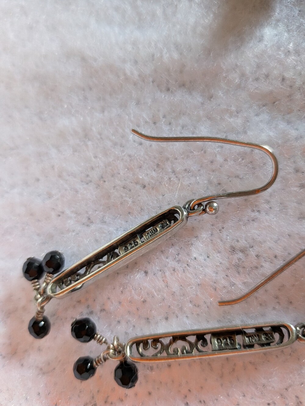Silpada Sterling Silver 925 Black Bead Dangle Earrings. Vintage.